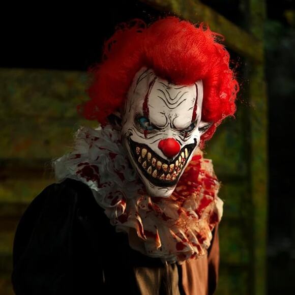 Scary Clown Mask Adult Latex Creepy Zombie Horror Monster Halloween Costume - Picture 6 of 7